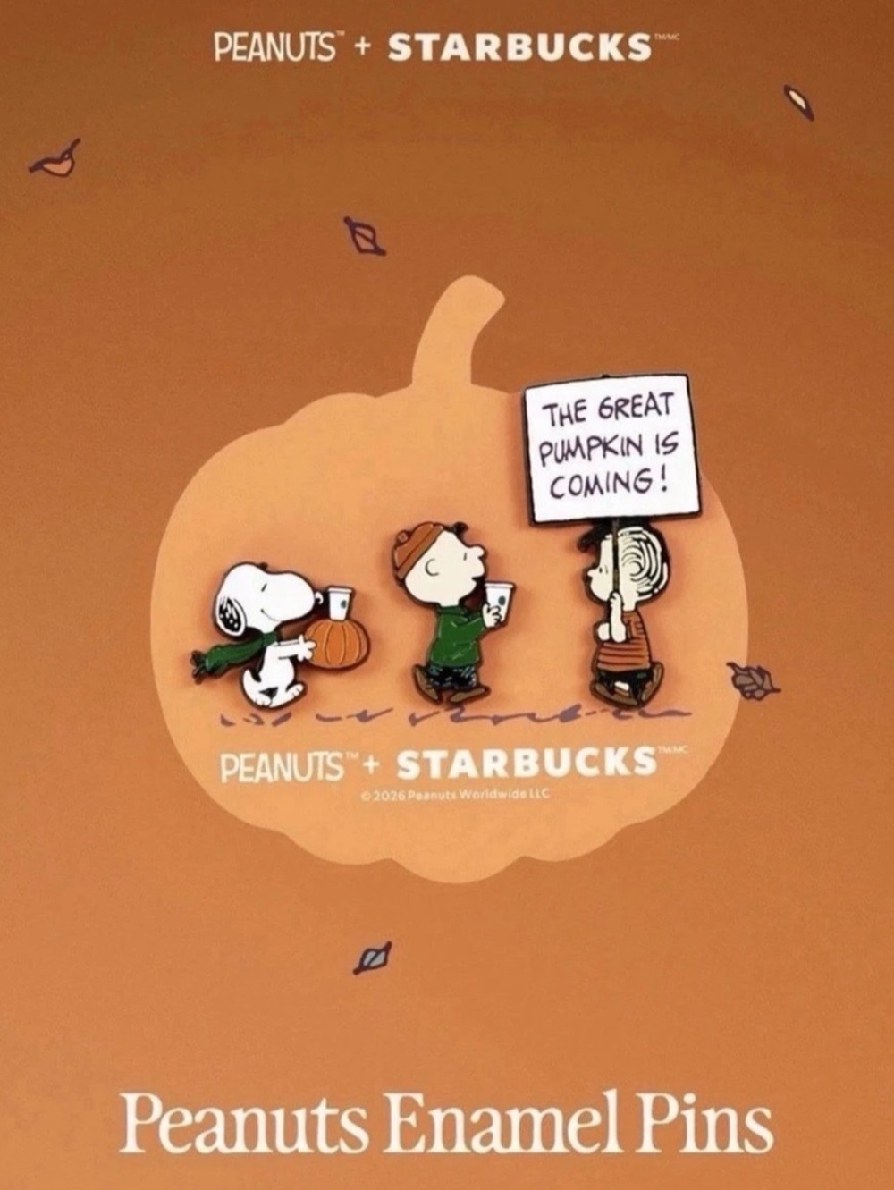 NWT Starbucks x Peanuts Enamel Pins